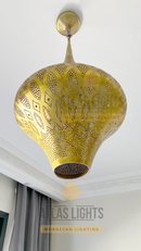 Handmade Moroccan Brass Pendant Lamp | Authentic Moroccan Lantern for Bohemian Home Decor
