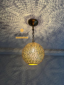 Moroccan Bedside Lamp – Brass Oriental Lighting, Shadow Casting Lamp, Bohemian Home Décor
