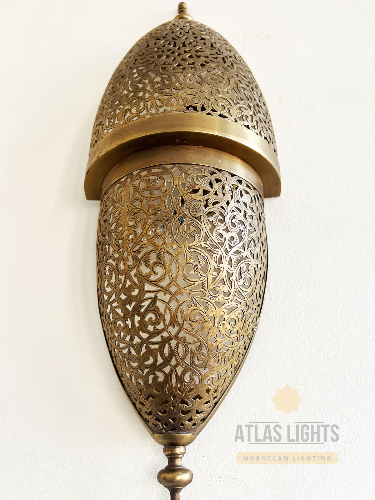 Handmade Moroccan Brass Wall Lamp – Oriental Filigree Sconce Light
