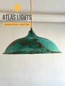Oxidized Green Moroccan Hanging Lamp : Verdigris Copper Pendant Light