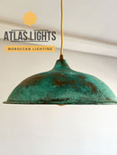 Oxidized Green Moroccan Hanging Lamp : Verdigris Copper Pendant Light