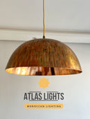Moroccan Copper Pendant Light : Hand-Engraved Dome Ceiling Lamp
