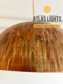 Moroccan Copper Pendant Light : Hand-Engraved Dome Ceiling Lamp