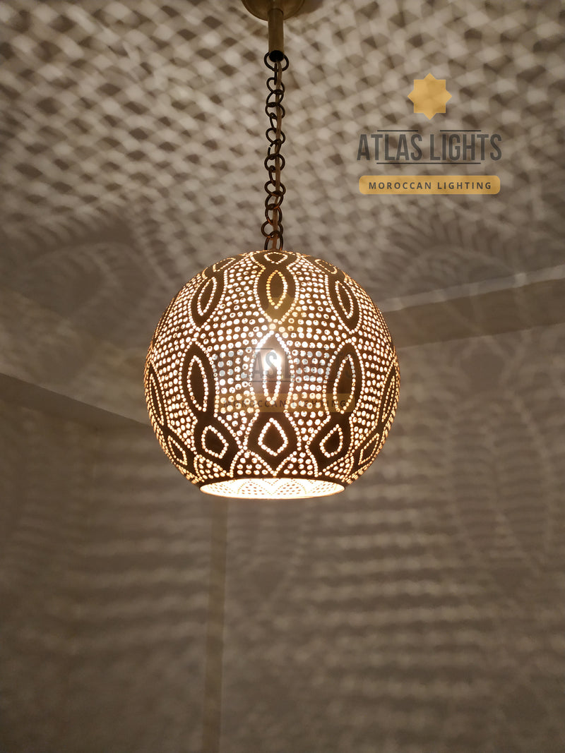 Moroccan Ceiling Lamp Brass Ball - Main Image