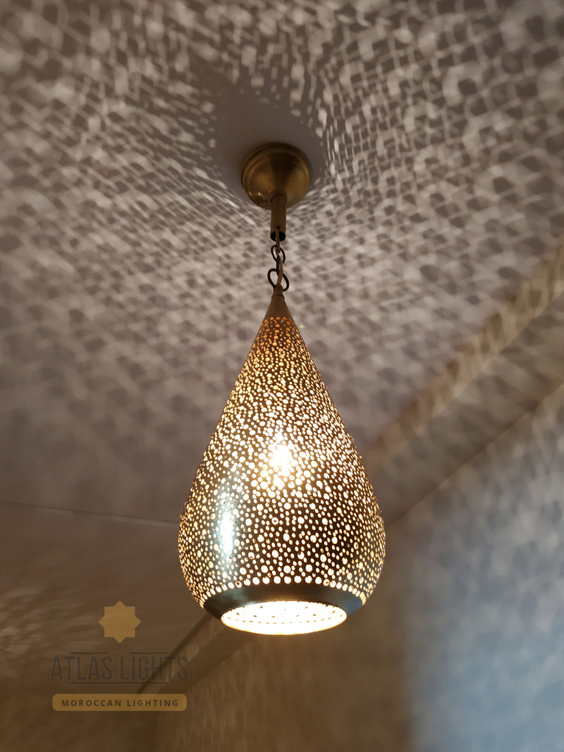 Moroccan Ceiling Light , Antique Brass Lamp , Pendant Light Moroccan Copper Brass Chandelier 