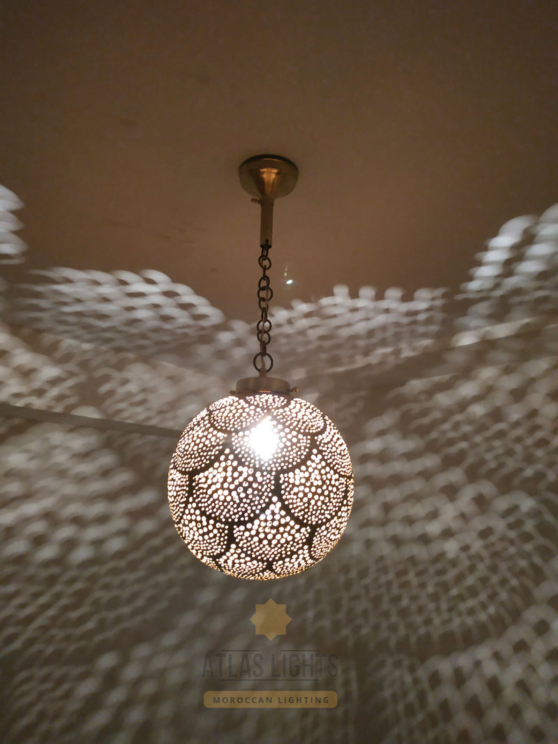 Moroccan Ceiling Lamp Brass Ball K9C