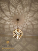 Moroccan Ceiling Light , Antique Brass Lamp , Pendant Light Moroccan Copper Brass Chandelier
